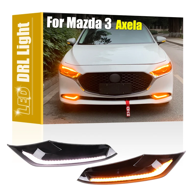 2Pcs DRL 12V LED car DRL Driving daytime running light fog lamp with dimming turn Signal style Relay for Mazda 3 axela 2019 2020