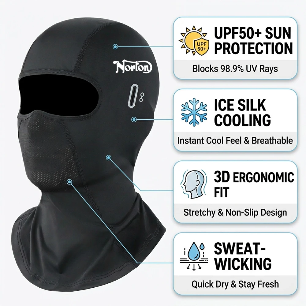 For Norton Commando Forum 961 850 MK3 750 Motorcycle Balaclava Summer UV Protection Glasses Face Breathable Hole Winter Warm