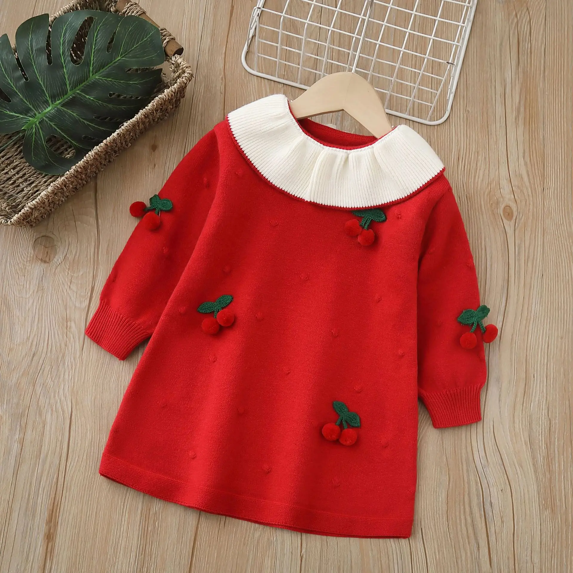 Girls Knitted Dresses Spring Autumn 2024 Children Woolen Jersey Sweaters Dress For Baby Princess Party Clothing Kids Outfits 6Y