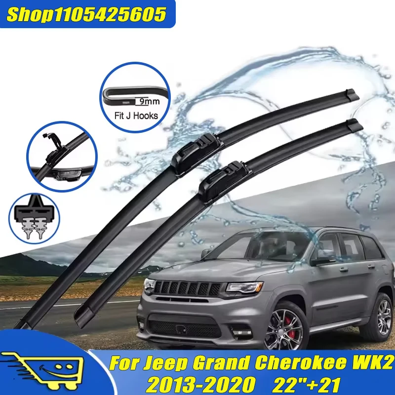 2Pcs 22"+21 Front Windshield Wiper Blades For Jeep Grand Cherokee WK2 2013-2020 2014 2015 2016 , Quiet Durable Windscreen Wipers