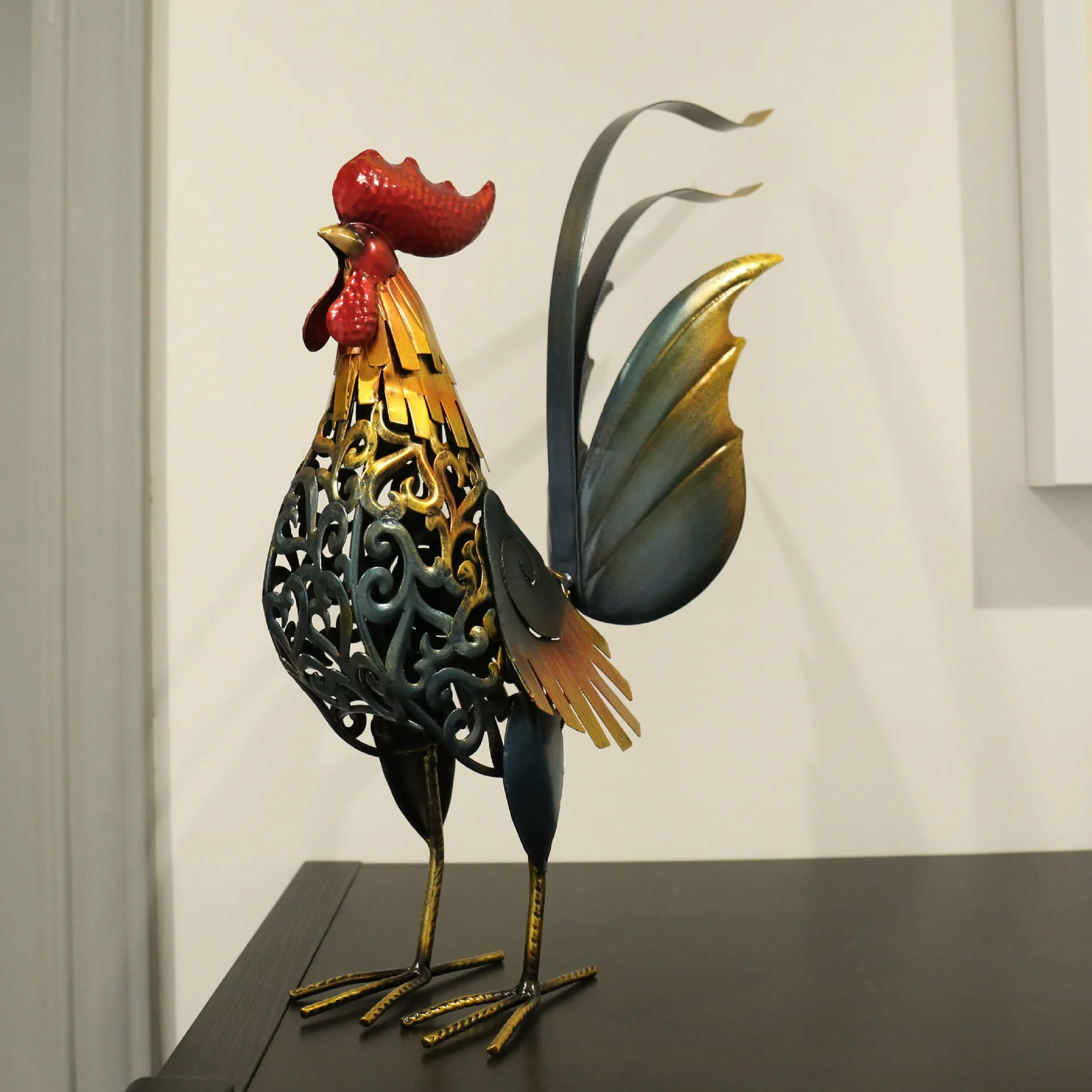 Rooster ornament metal handicrafts home decoration wrought iron creative animal handmade business gifts