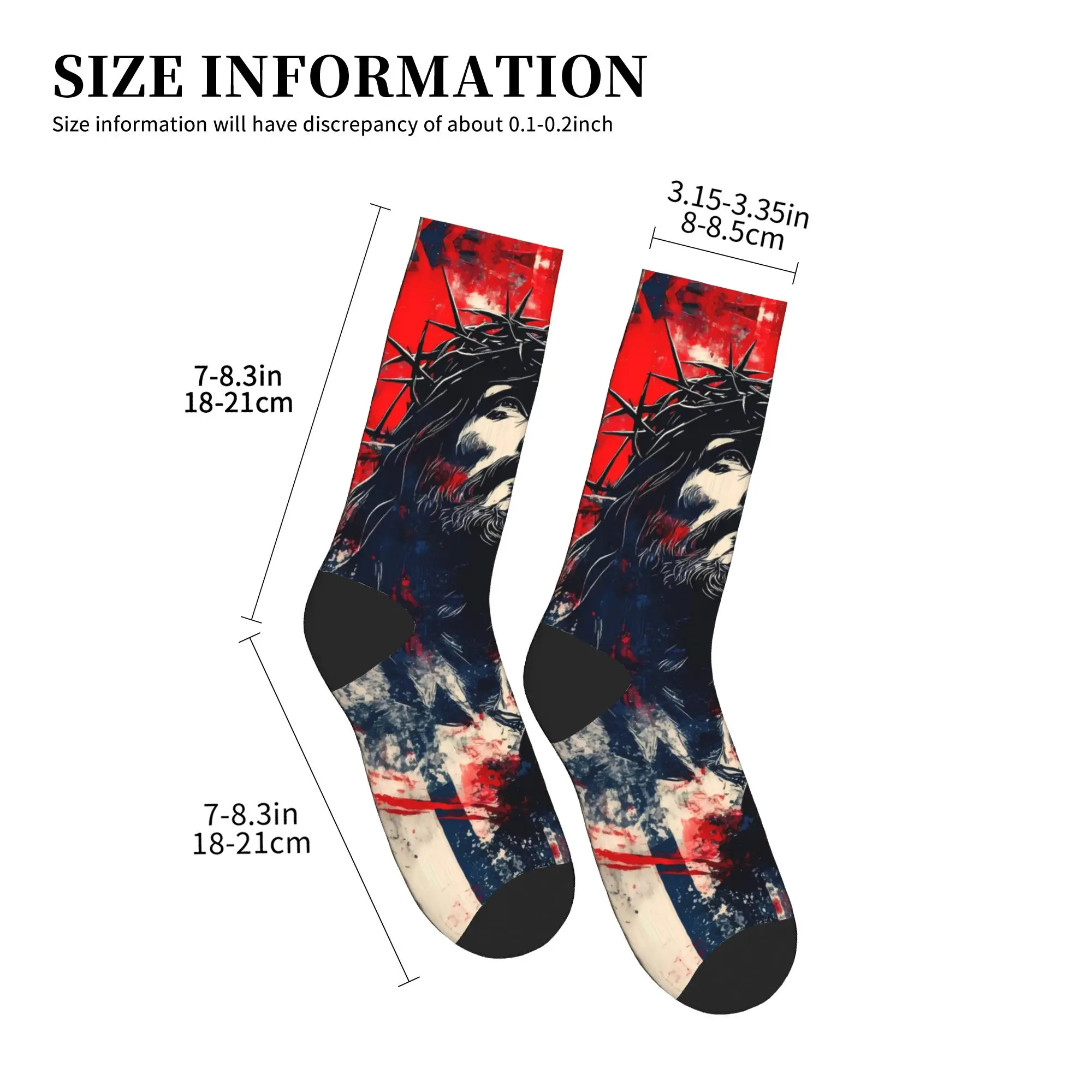 ถุงเท้าลายพระเยซูคริสต์ ถุงเท้ากันลื่น ถุงเท้าคู่รัก ถุงเท้านุ่ม อุ่น ใส่ได้ทั้งภายนอกและภายใน ถุงเท้าลายกราฟิกสไตล์ฮาราจูกุสำหรับฤดูใบไม้ร่วง