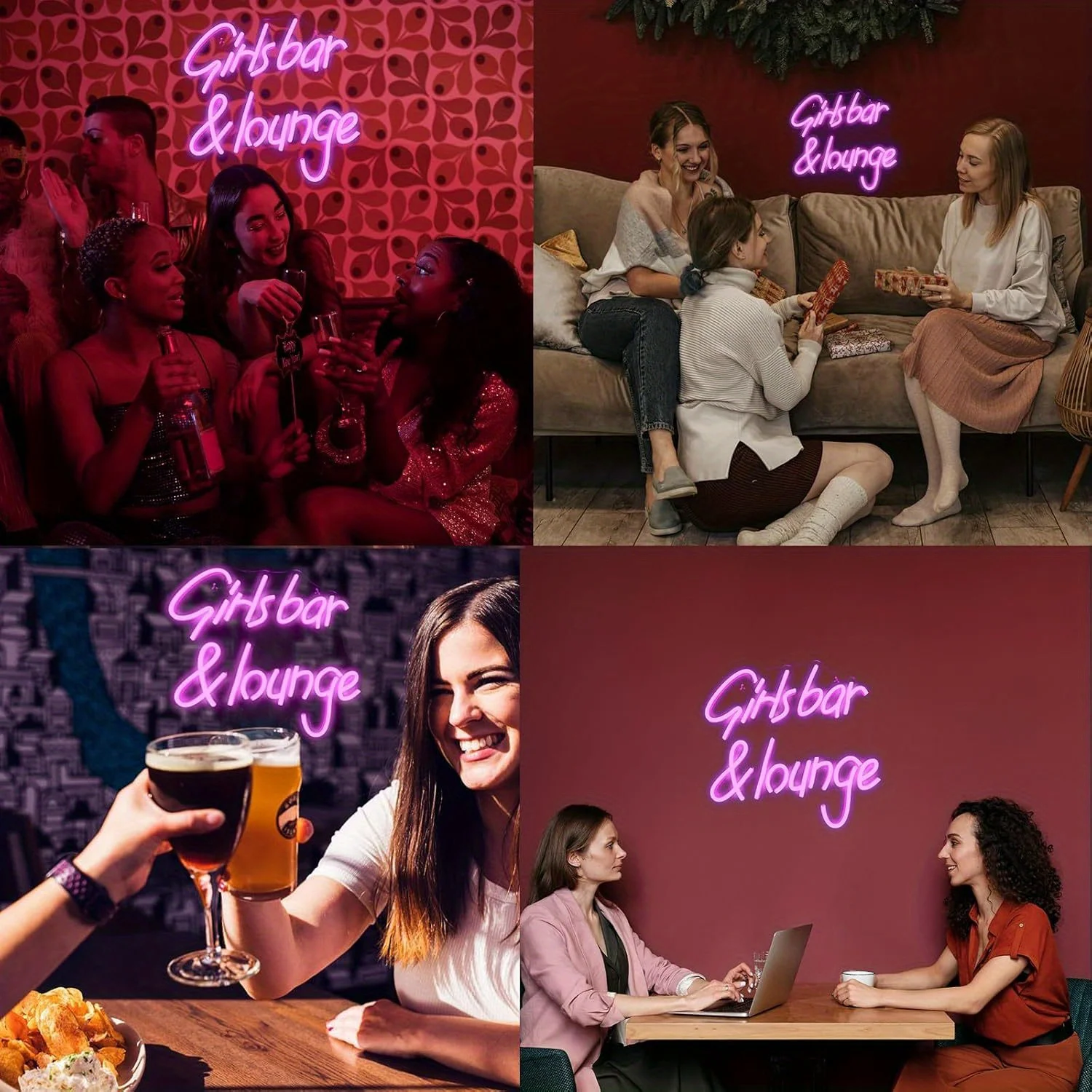 Girls Bar & Lounge LED Neon Light - USB Powered, With Dimmer, Adjustable Brightness, Perfect for Home Bars, Lounges, Party Decor