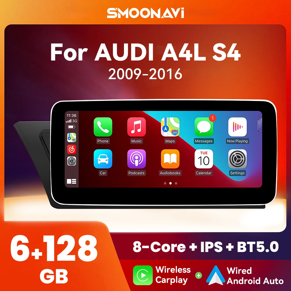 Wireless Carplay Android 13 Auto Multimedia-Player für Audi A4 B8 A5 2013-2017 8GB 2009 GB GPS Navi