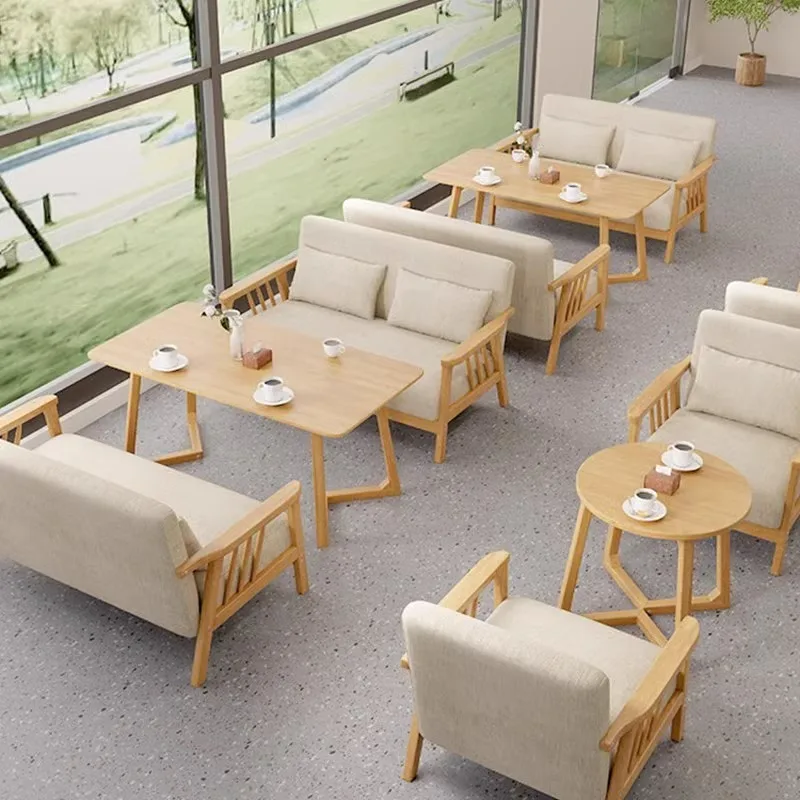 Cream Wind Cafe Table and Chair Combination Clear Bar Book Bar B & B Tea House Reception Room Milk Tea Shop Sofa Booth