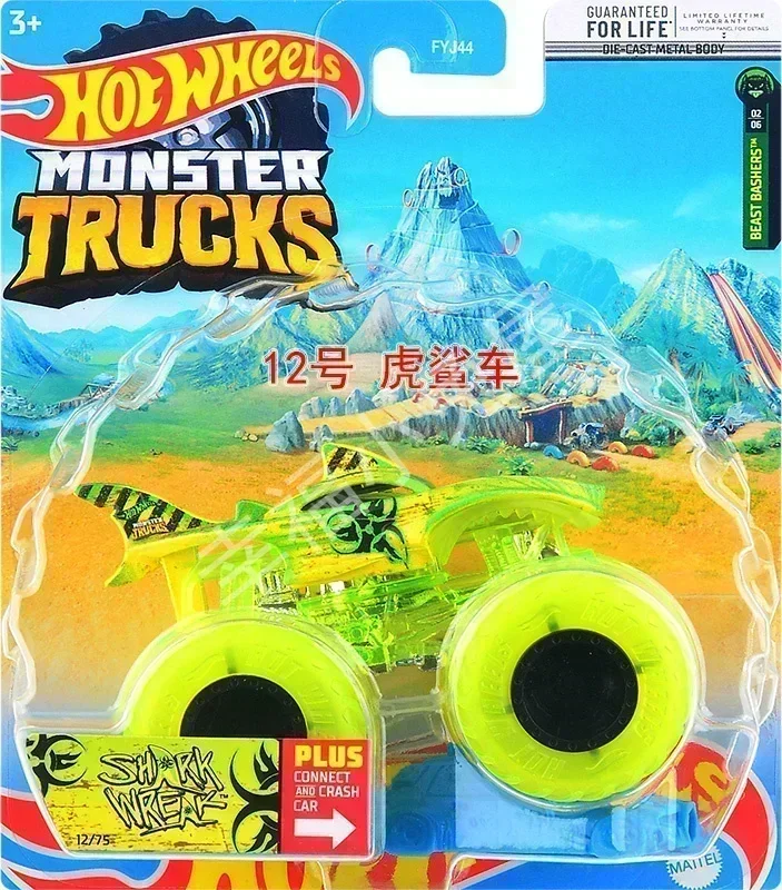 Original Hot Wheels Car Monster Truck Diecast 1/64 Voiture Plus Crushable Car Shark Wreak Kid Boy Toy for Children Birthday Gift