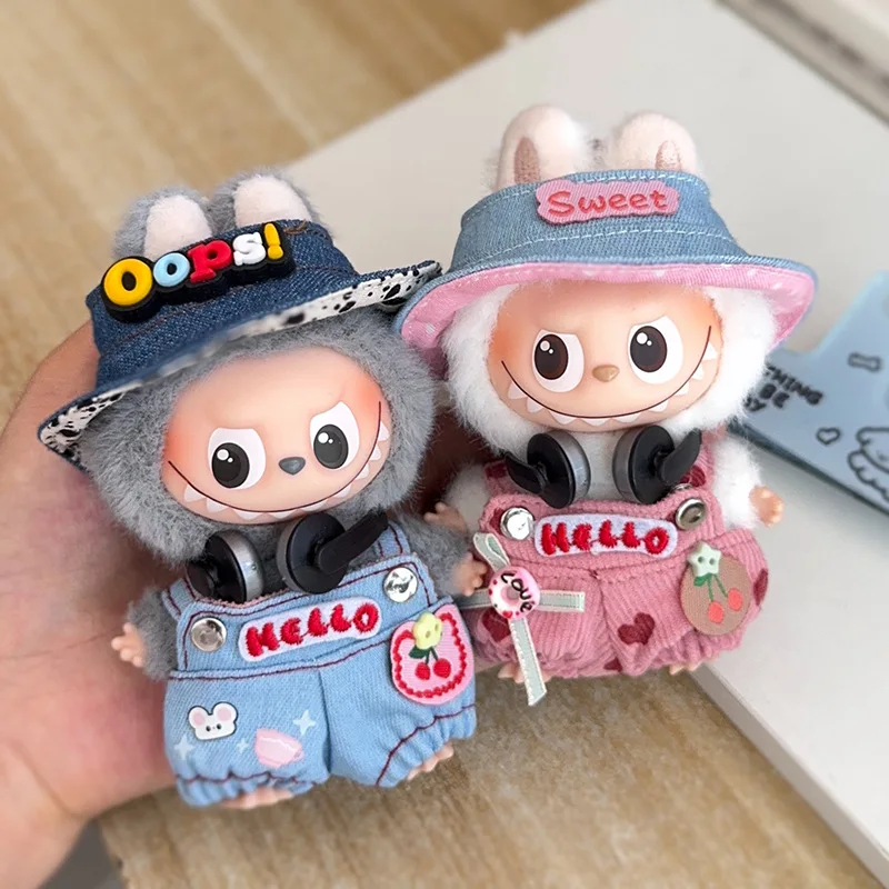 

4th Gen Labubu Pin for Love Series: Overalls, Hat and Headphones Set for Plush Doll, Complete Changeable Outfit (Clothing Only)