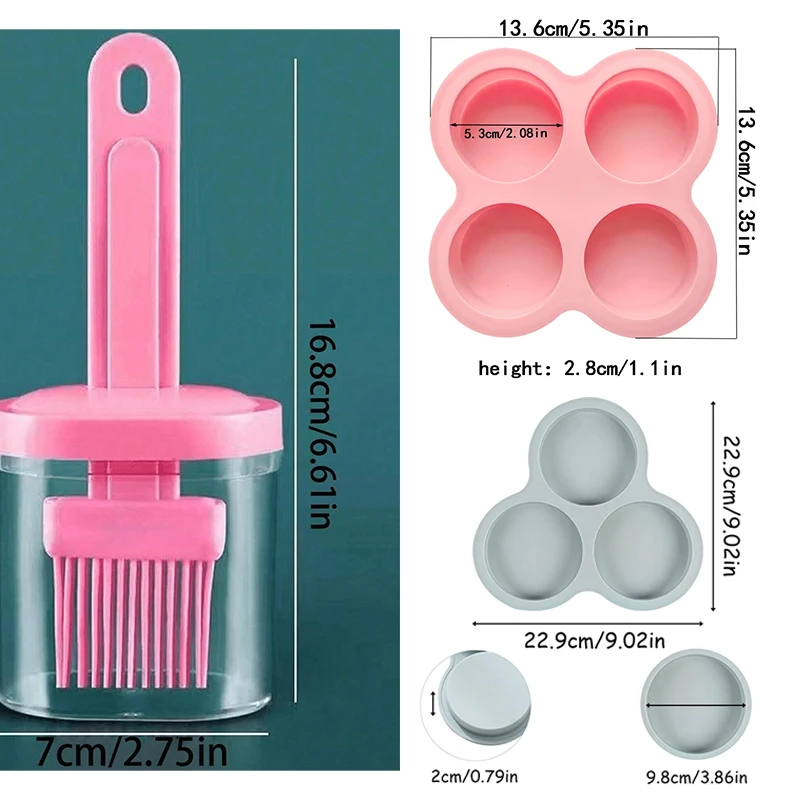 Reusable Silicone Air Fryer Egg Mold 3/4 Cavity Non-Stick Cupcake Molds Baking Round Shape Molds Nonstick Muffin Hamburger Pan