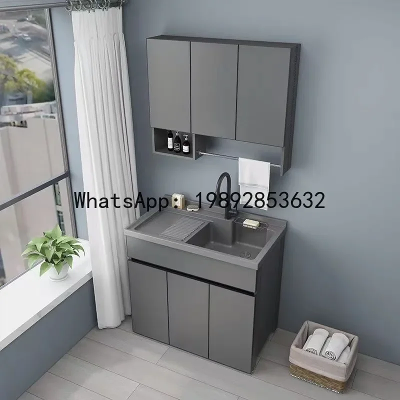 Z2-28  Honeycomb Aluminum Balcony Laundry Counter Basin Freestanding Wash Basin Laundry Sink with Washboard Ready to Use