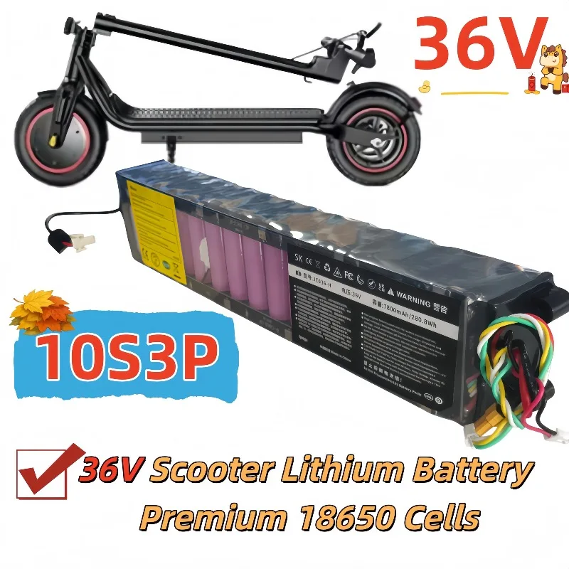 Bluetooth Waterproof Li-ion Batterypack 10S3P 36V 7.8Ah, Replacement Battery for M365 Electric Scooter