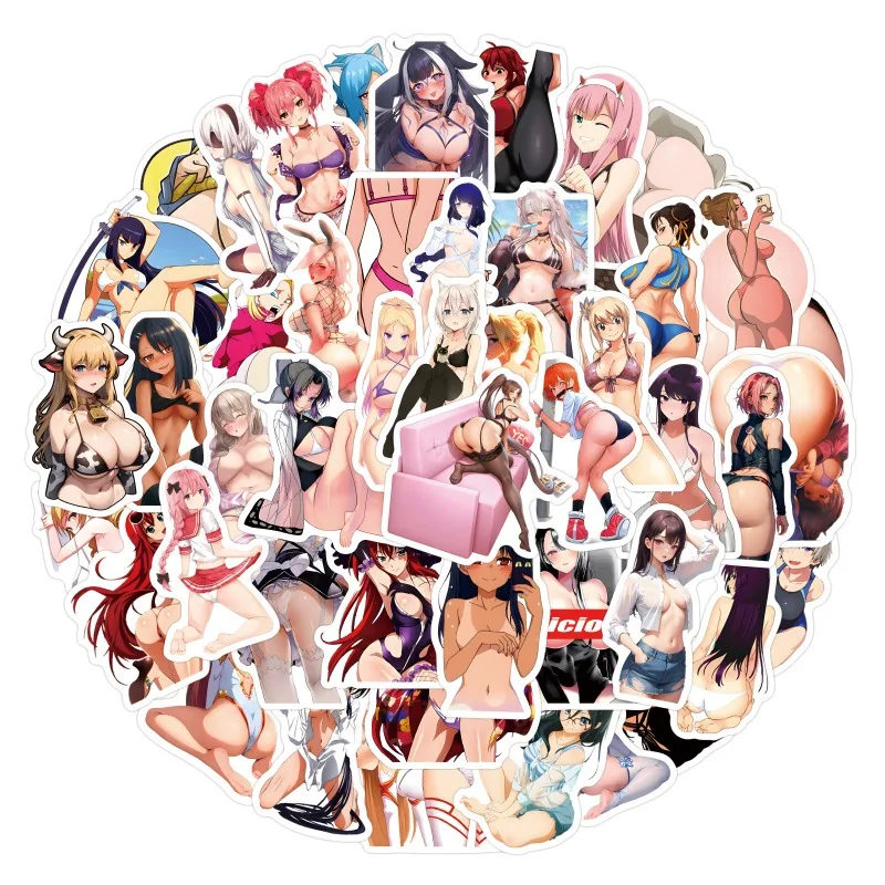 10/30/50/110PCS Waifu Cartoon Stickers Sexy Hentai Anime Sticker Waterdichte Decoratie Laptop Telefoon Gitaar fiets Skateboard Decal