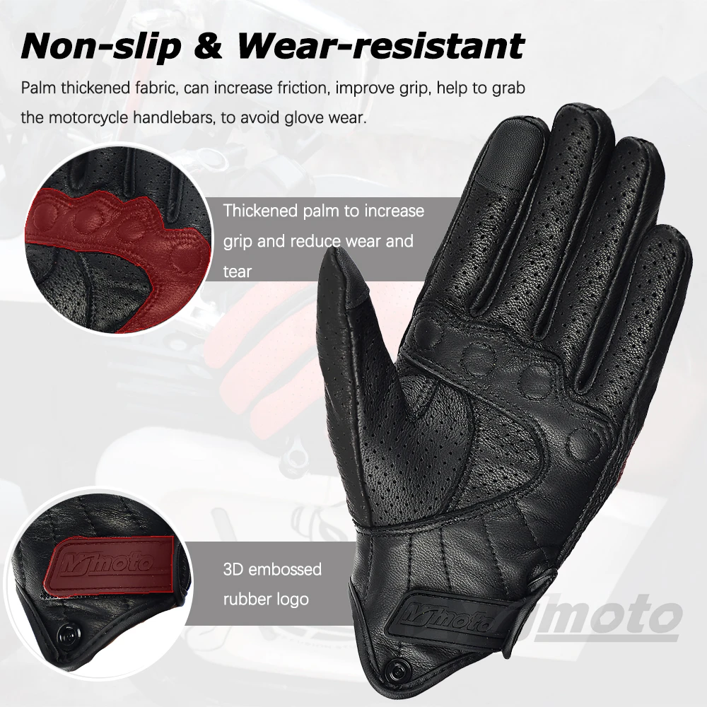 Retro Leather Motocycle Gloves Comfortable Motorbike Guantes Wear-Resistant Motocross Gloves Full Finger Protection Moto Gloves