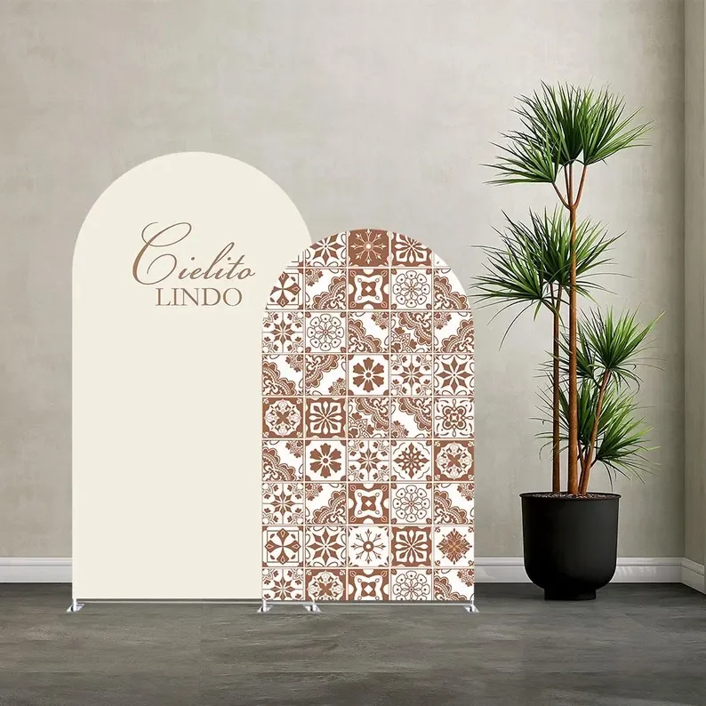 Mehofond البني بلاط قوس خلفية غطاء المكسيك فييستا الزفاف ديكور الزفاف Cielito Lindo استحمام الطفل دنة النسيج الخلفية