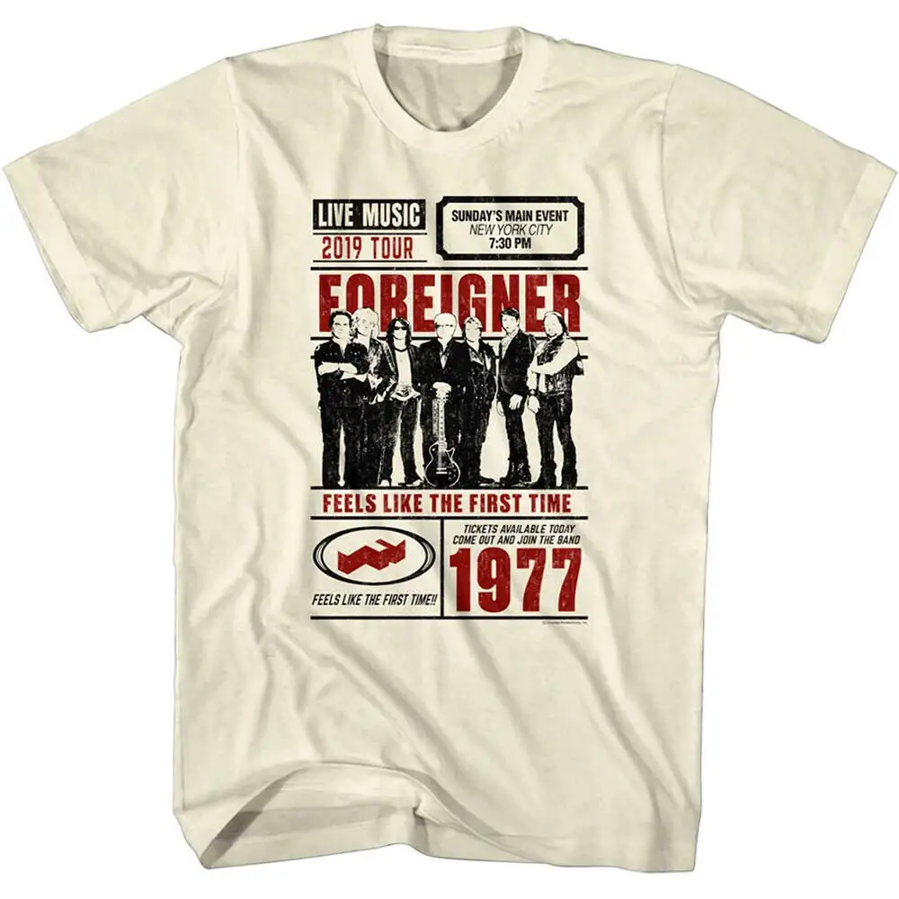 Foreigner Band Men's T shirt Feels Like the First Time Tour Poster Rock Group Live Concert Merch Vintage Music