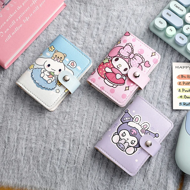 

Милая мультяшная сумка для карт с Куроми, Хелло Китти и Май Мелоди, износостойкая, большой вместимости, с защитой от размагничивания, для хранения документов, праздничный подарок.