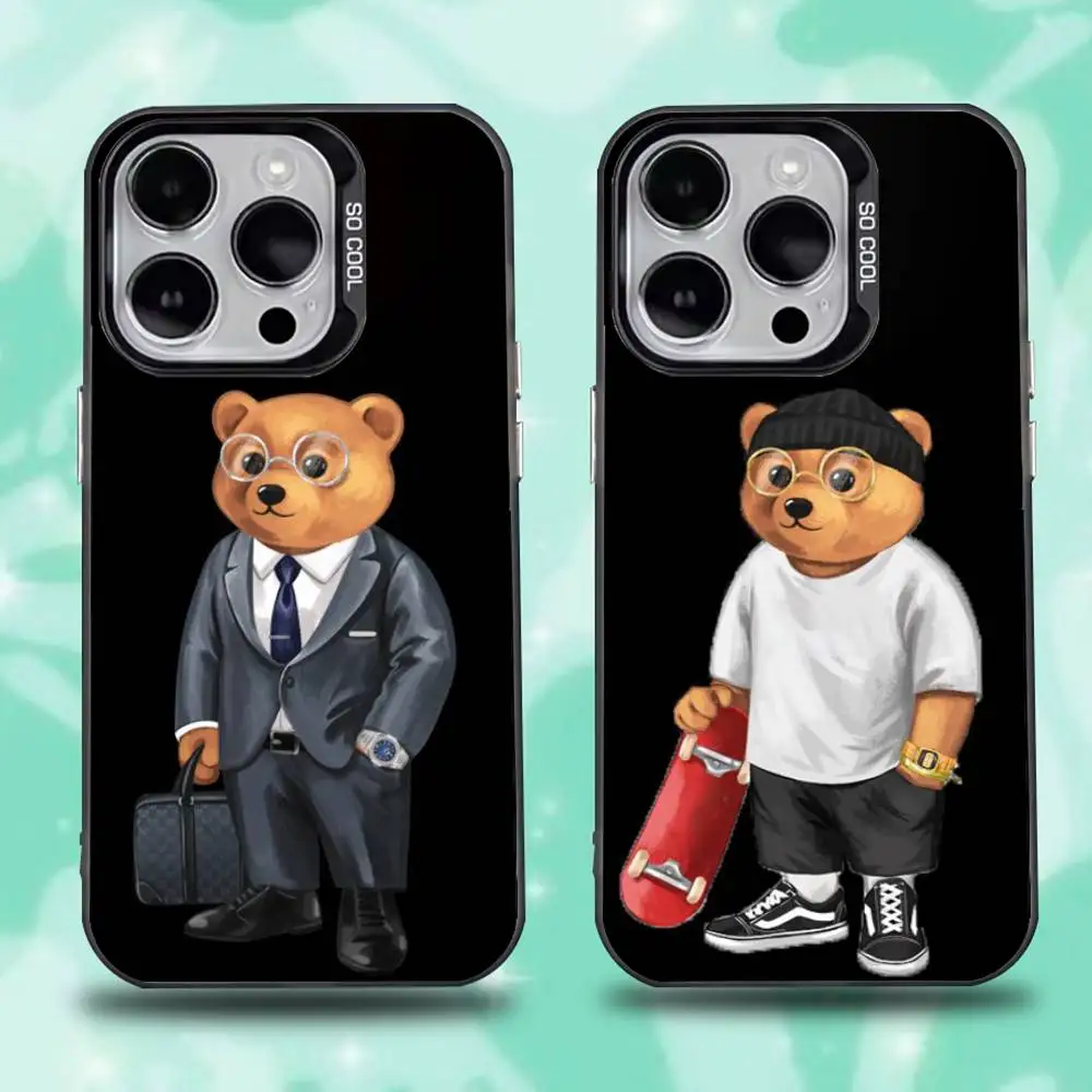 

Fashion Baron F-Filou B-Bear Phone Case For iPhone 16,15,14,13,12,11,Pro,Max,Plus,Mini,XS,SE Anti Fall Black Matte Hard Bumper
