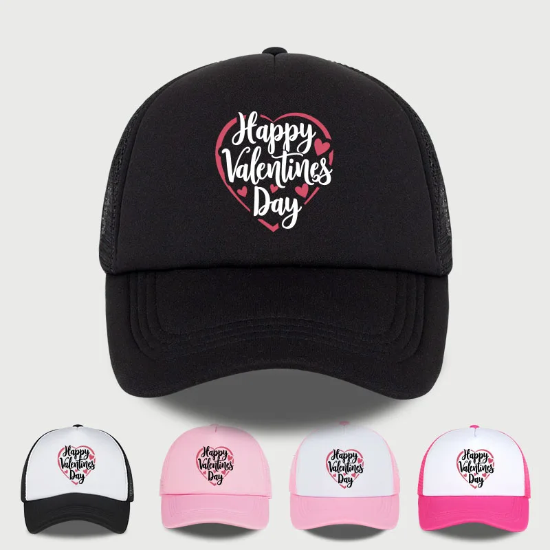 

Шапка из губчатой сетки с принтом сердца на День святого Валентина, мягкая, удобная, регулируемая, романтический и сладкий праздничный стиль, идеально унисекс