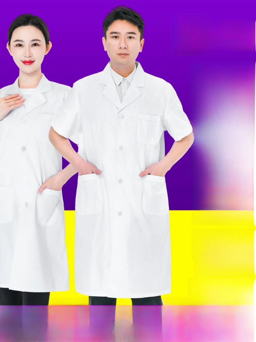 

ort Sve Lab Coat Student Summer Workwear Thin Model Hospital Doctor orm Men Women Anti-Stain Cotton Blend Fabric