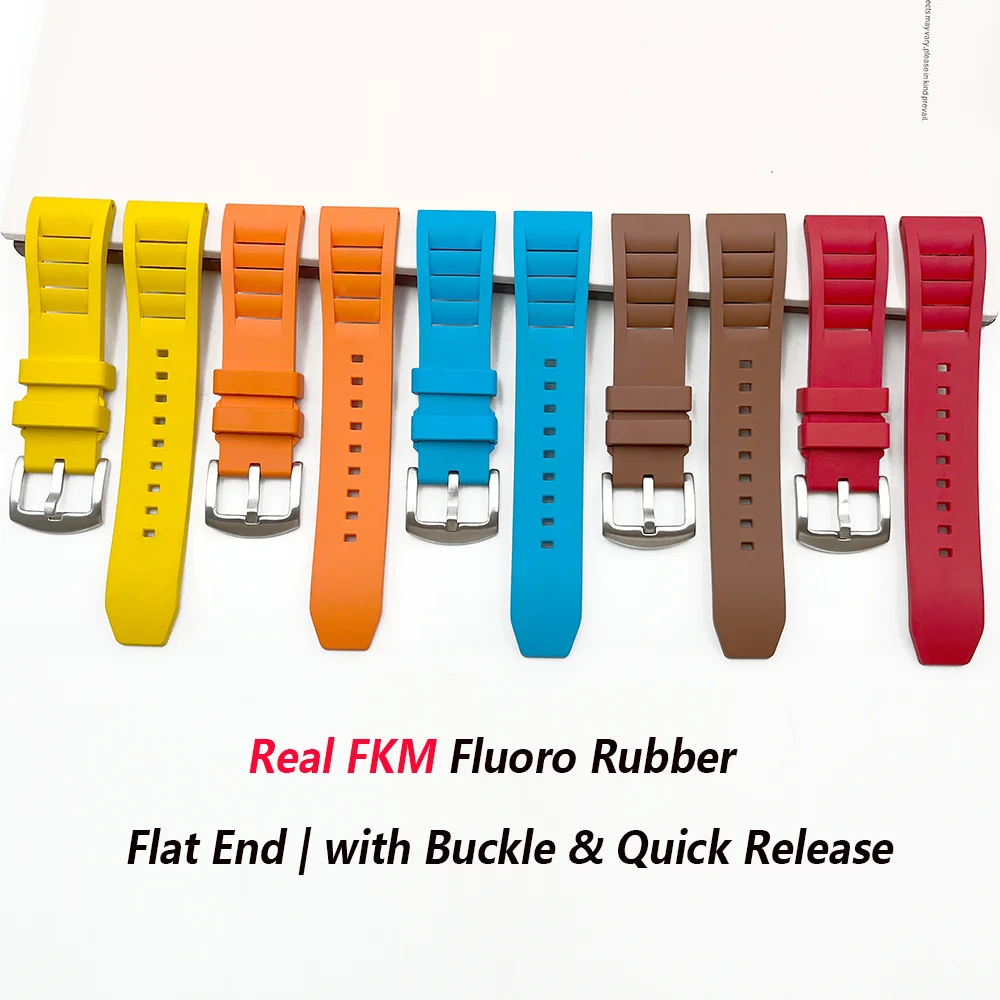 20/22/24mm FKM Rubber Watch Band Quick Release Rubber Strap Universal Diving Sport Wristband Accessories Men Women