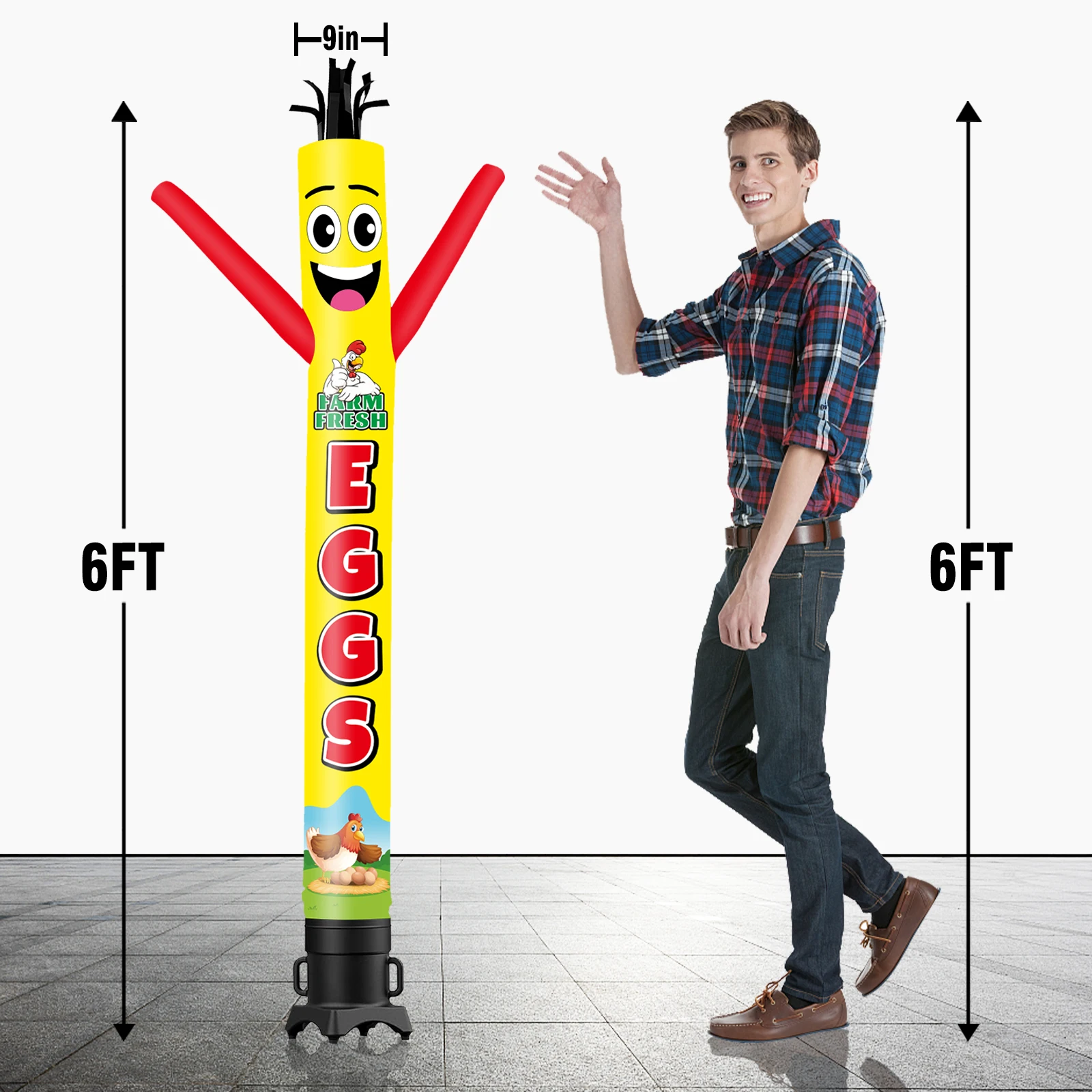 6/10/15/20FT Tall Inflatable Eggs Dancing Guy for Outdoor Decoration Advertising(Blower Not Included)