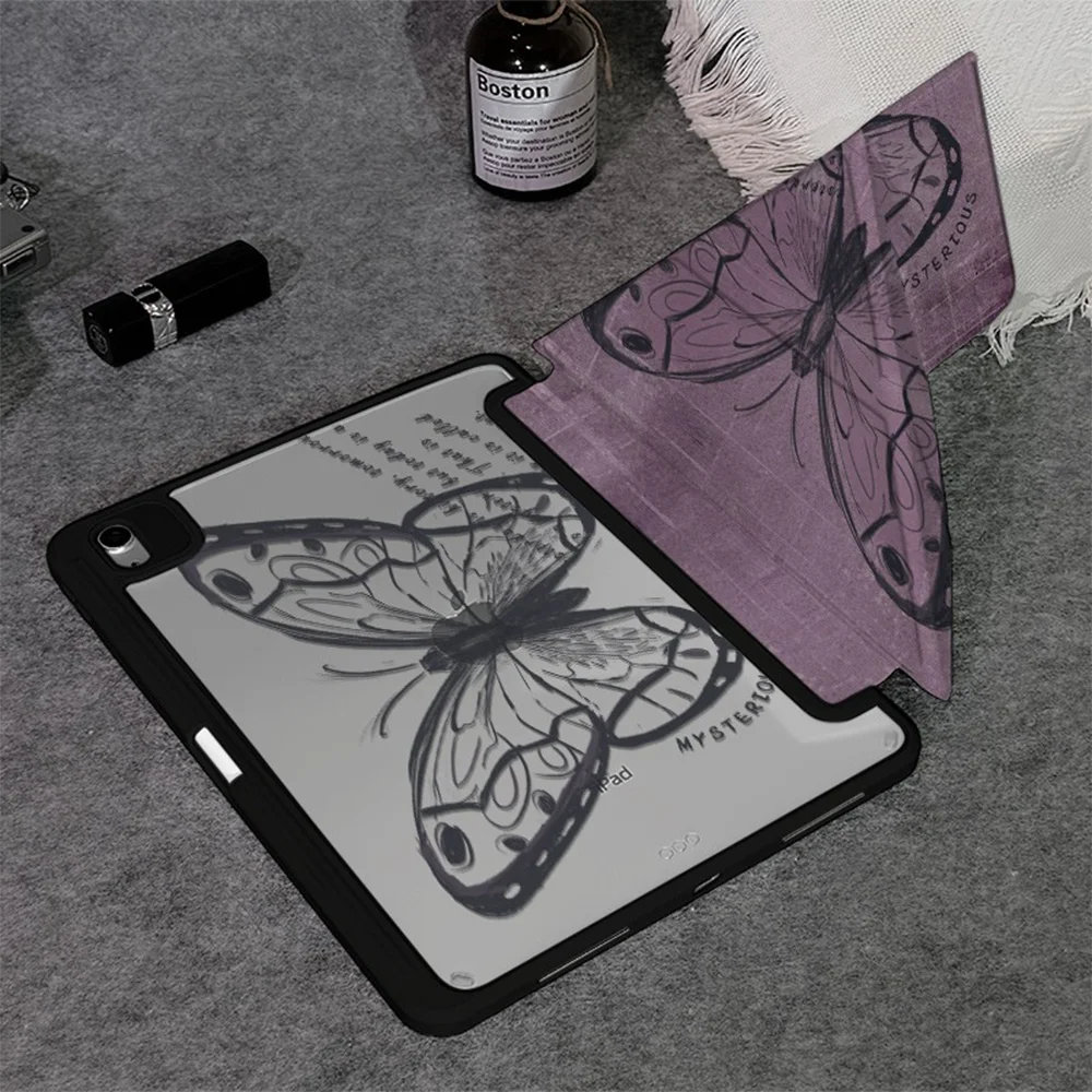 Ins Big Butterfly Y2K Black Frame Y-Fold Cover For iPad Pro 13 11th M5 M4 12.9 A16 10 8 7 9th 10th Air 11 M2 M3 Mini Tablet Case
