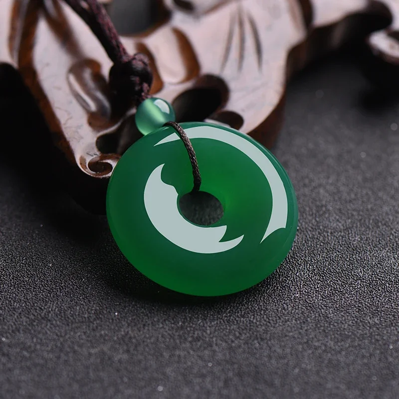 Natuurlijke Multicolor Jade Donut Hanger Agaat Ketting Mode Accessoires Charm Sieraden Gesneden Amulet Geschenken Voor Vrouwen Mannen