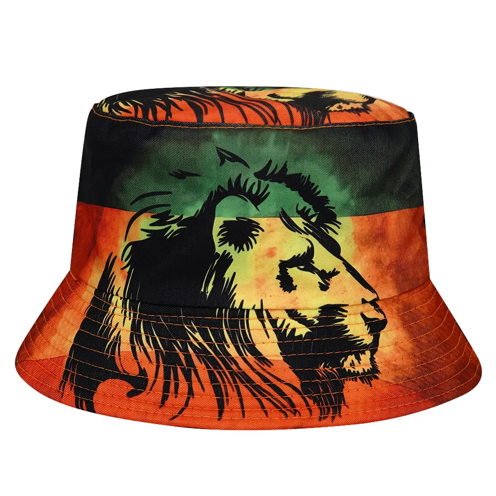 Lion Print Panama for Women Men Summer Sunscreen Bucket Hats Animal Print Unisex Reversible Fisherman Caps Fashion Sun Gorras
