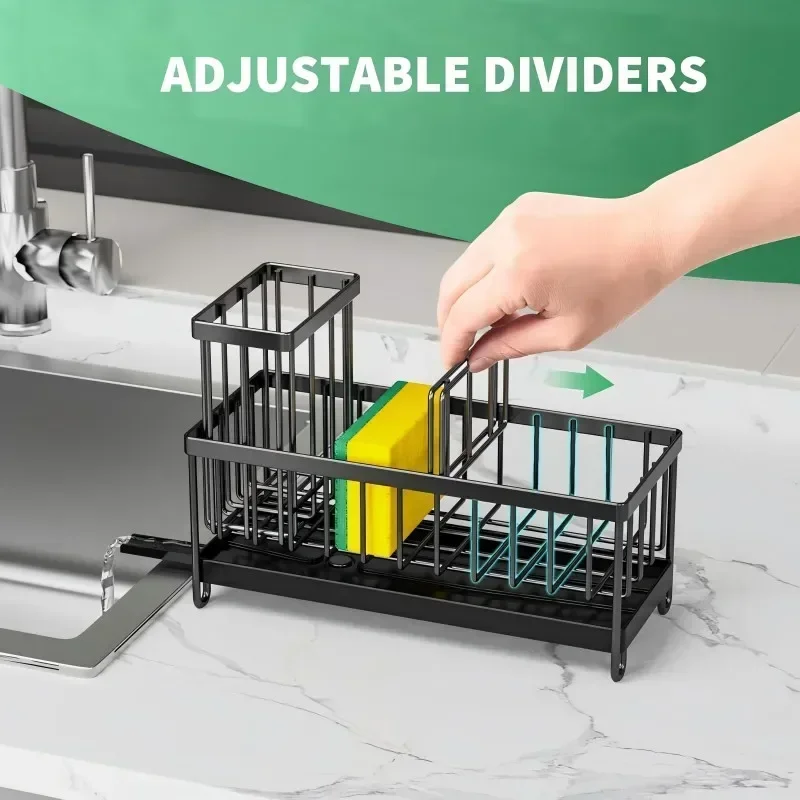 

Stainless Steel Drain Basket Sink Soap Towel Sponge Holder Bathroom Cleaning Supplies Storage Box with Rotating Base Dish Rack
