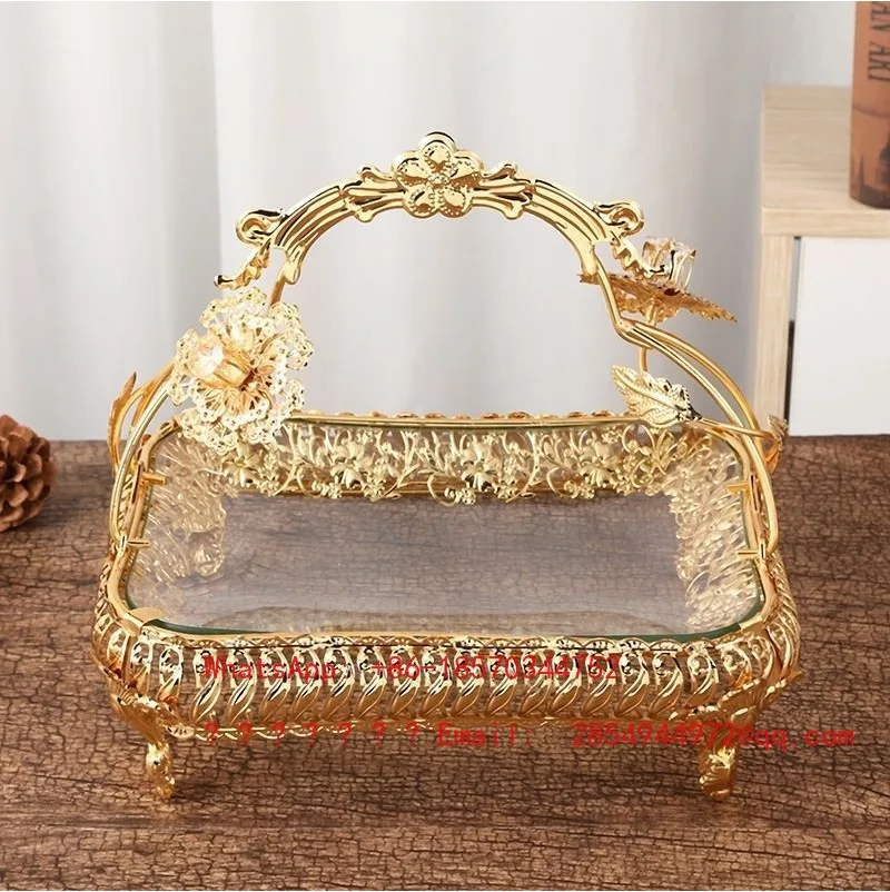 European Luxury Glass Fruit Tray Creative Multi-Tier Candy Plate Home Coffee Table Decor KTV Hotel Ornament