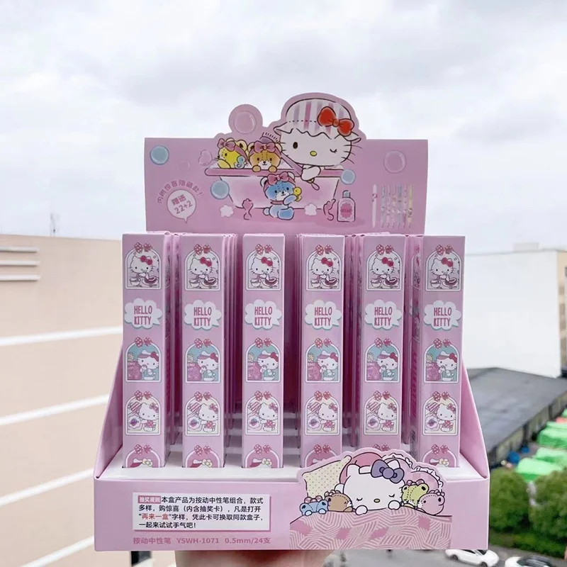 

Набор из 24 шт. милых гелевых ручек Sanrio Kitty с нажимным механизмом, черные чернила 0,5 мм, для подписи, школьные принадлежности