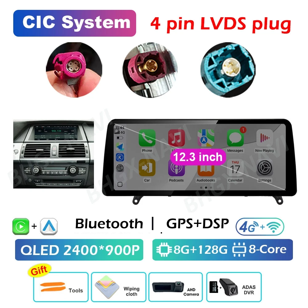 CCC CIC Systeem Carplay voor BMW X5 E70 X6 E71 2008 2009 2010 2011 2012 2013 Android 15 DSP Stereo Auto Multimedia Radio Speler BT