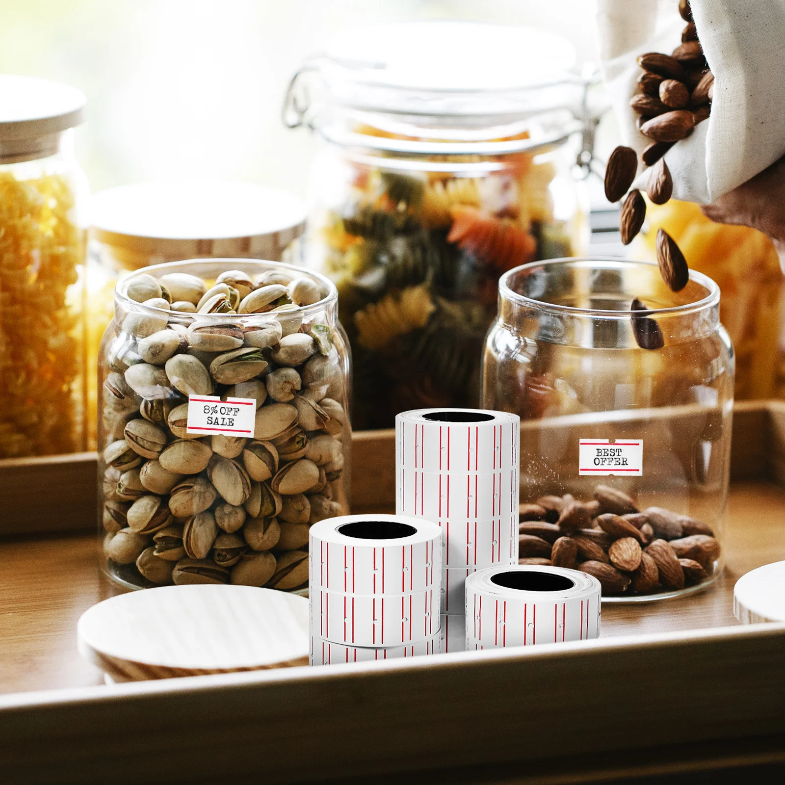 

10 Rolls Price Stickers For Retail Label Printer Paper Self Adhesive Price Labels Clear Design For Office Shop Market