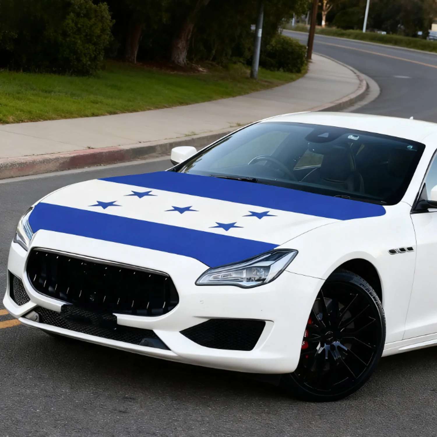 

1pc Honduran National Flag Car Hood cover, Car Flag and Mirror Cover Cap, Polyester Patriotic Car Accessories Decorations