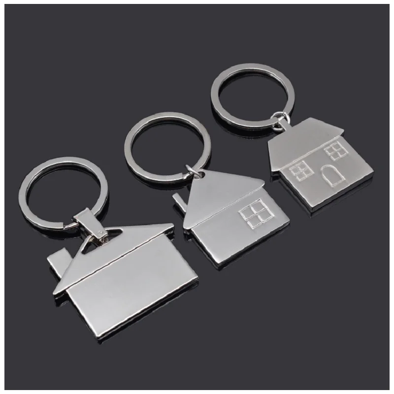 Sweet Metal House Keychain Cute Building Corporation Home Keyring Key Chain Free Gift For Client