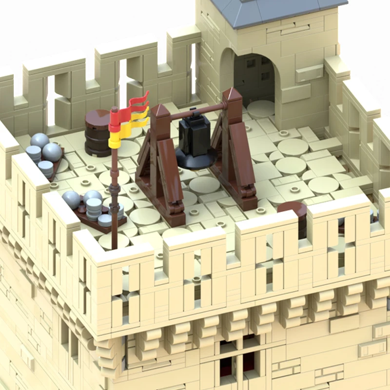 MOC- 196741   Blocs de construction de château médiéval, série d'architecture modulaire, modèle d'assemblage, jouets en brique, cadeaux d'anniversaire pour enfants