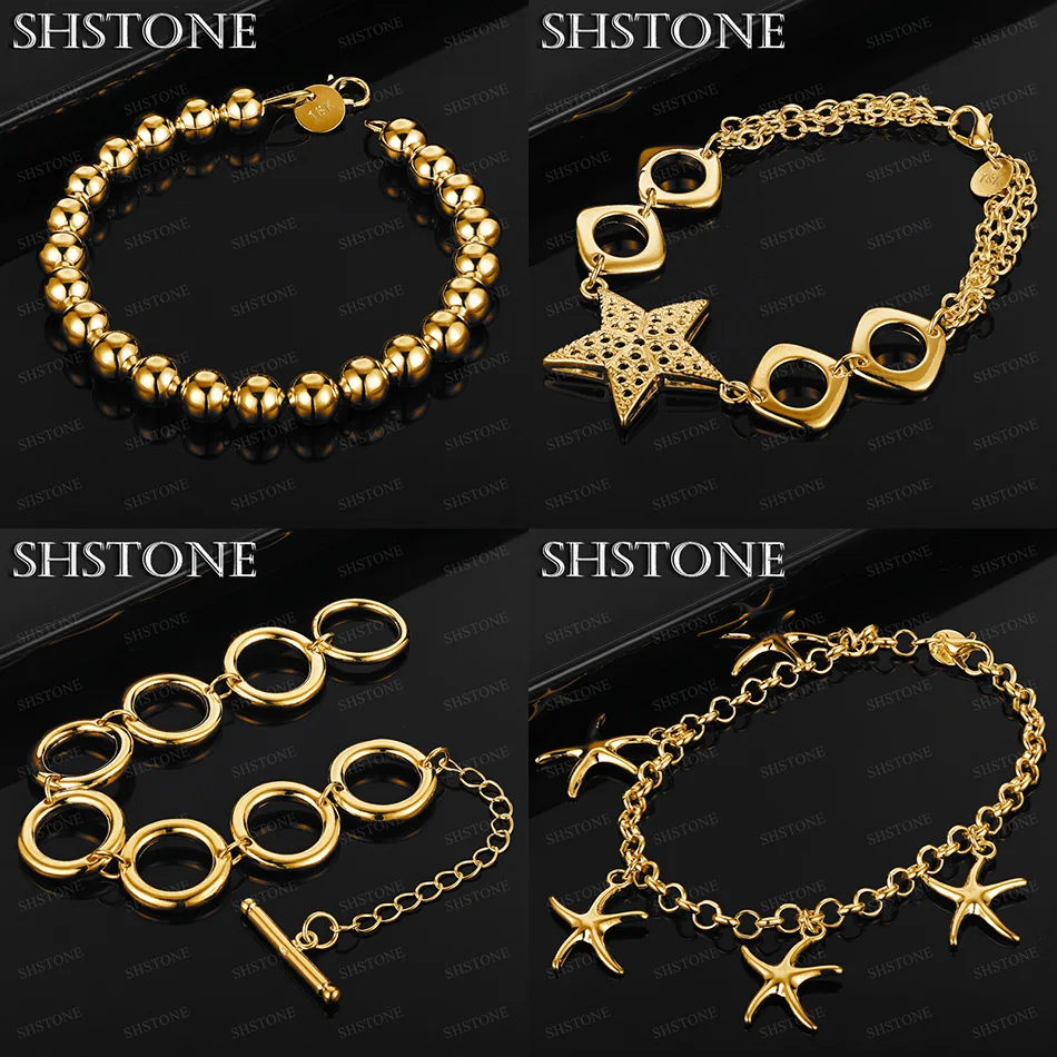 

High Qualit 18k Gold Beads Starfish Star Circle Bracelet Women Engagement Party Fashion Charm Nice Jewelry Gift Accessories
