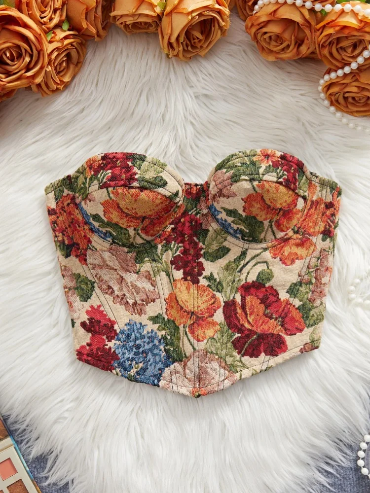 Multi-Color Underwired Corset For Women Sexy Off-Shoulder Tummy Control Shapewear Slimming Boned Floral Abdominal Shaping image 3