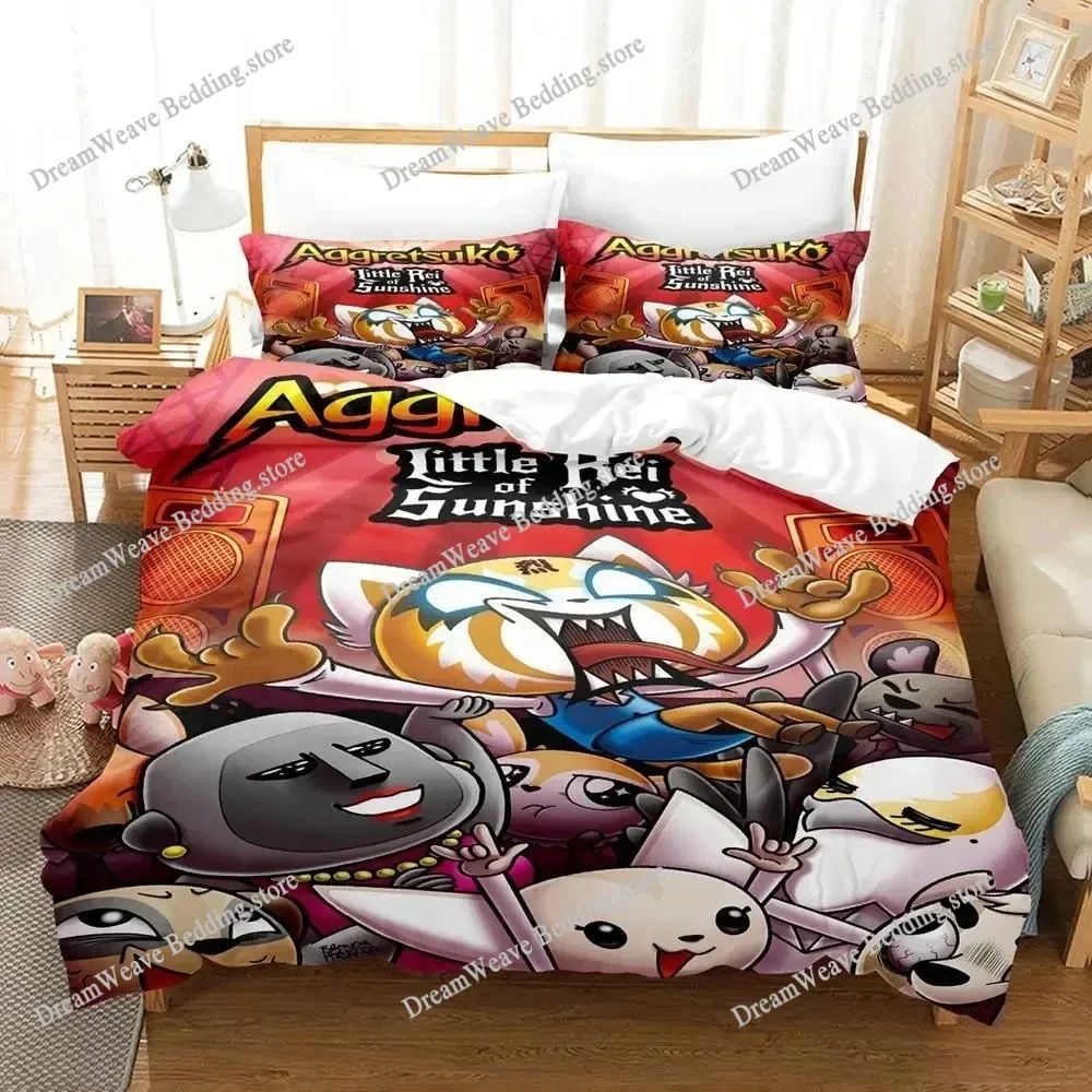 3D Print Cartoons Aggretsuko Bedding Set Duvet Cover Bed Set Quilt Cover Pillowcase Comforter King Queen Size Boys Adult Bedding