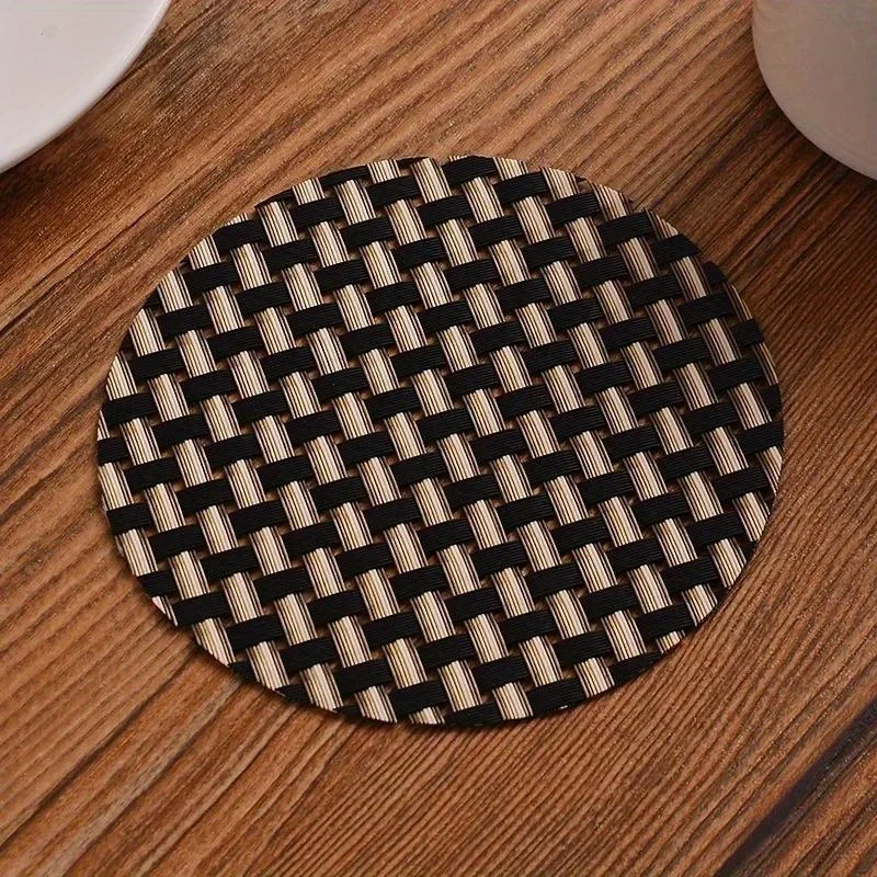 جديد مفيد 5 قطعة PVC المنسوجة كوستر مطعم كوب معزول وسادة المياه معزول المضادة للانزلاق الجدول حصيرة المفروشات المنزلية عشوائي
