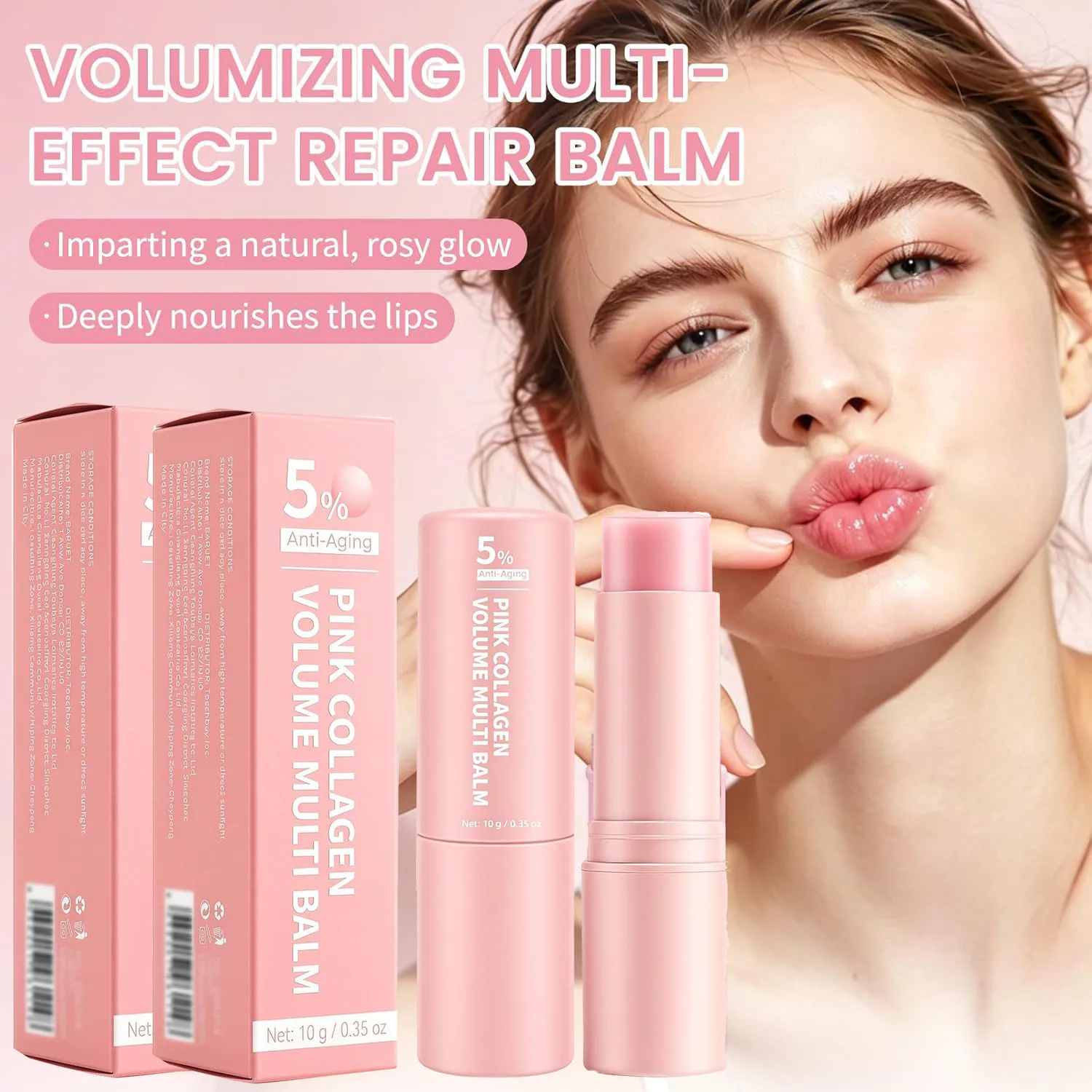 Bálsamo Multiuso Hidratante PDRN Pink Collagen Volume, Creme Anti-Rugas NAD para Rosto, Área dos Olhos, Lábios, Linhas Finas, Cuidado Firmador