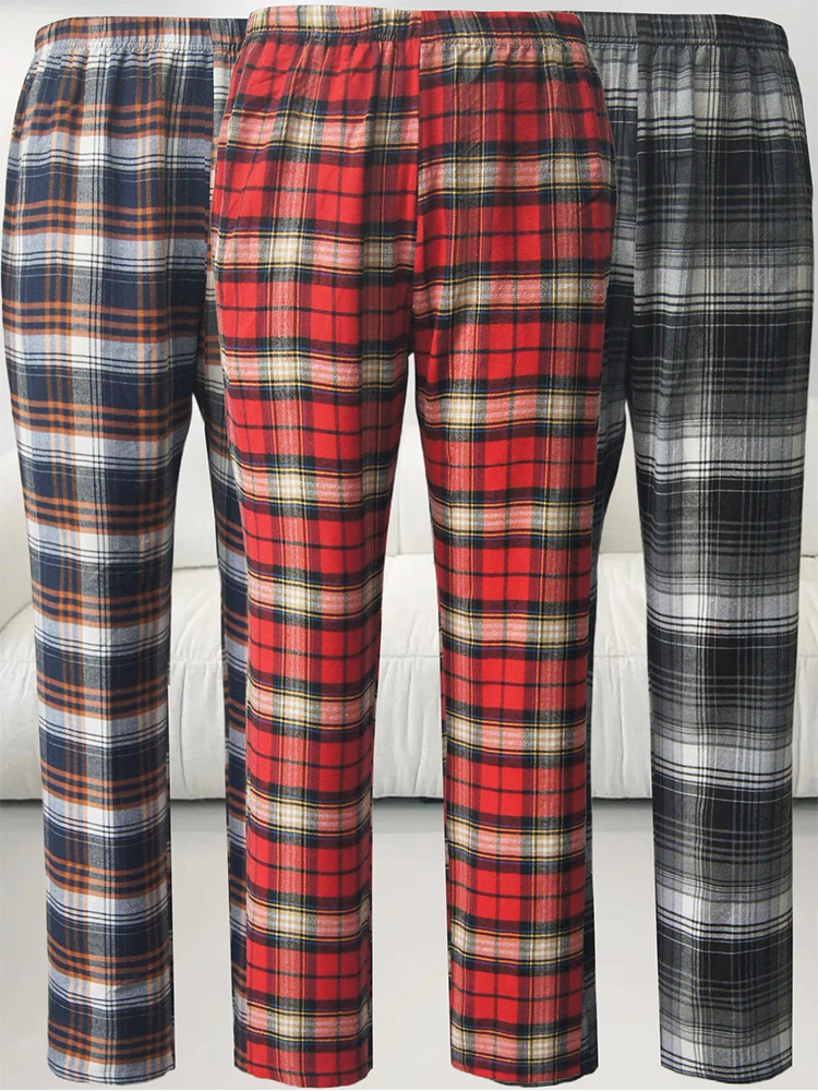 Home Lounge Pants Men\'s Plaid Pajama Pants Pants Elastic Waistband Loose Comfort Straight Pants Joggers Home Sweatpants