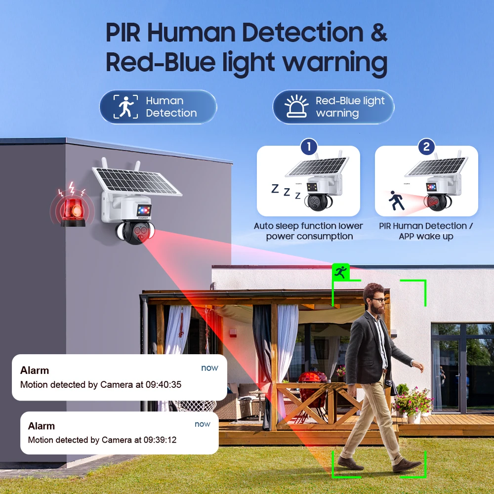 INQMEGA 4G Solar Camera 10MP 5K 12X Zoom Solar No WiFi Wireless CCTV Camera PIR Motion Detection PTZ Night Vision IP66