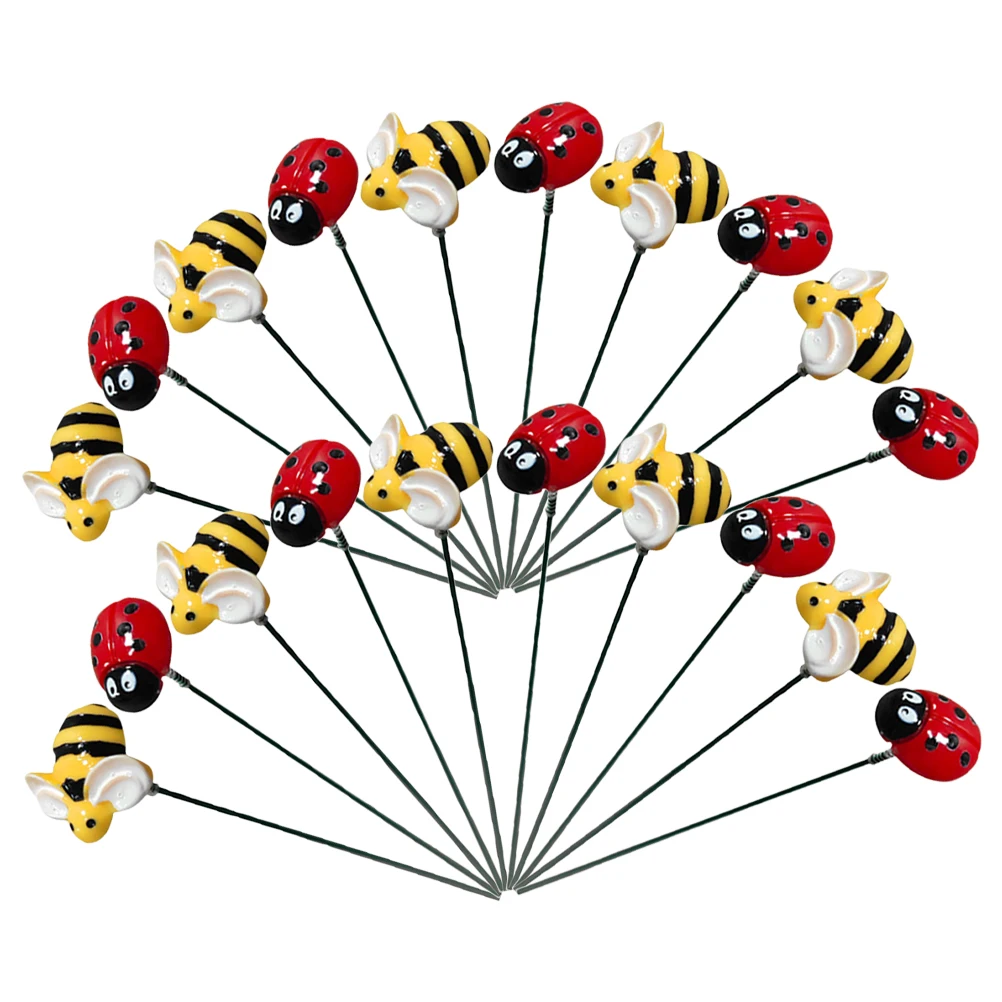 

2 set Insect Lawn Stakes Bee Baths Ladybug Garden Insert Resin Decoration Flower Bed Accessories Durable Materials Bright Colors