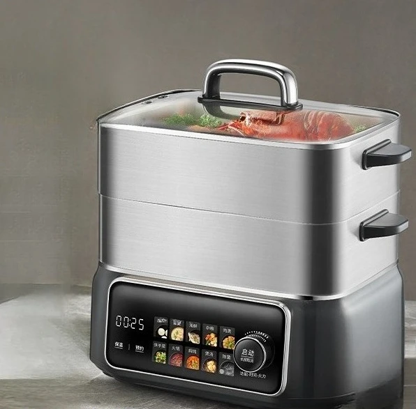Electric steamer, multi-functional household three-layer, cooking and stewing integrated pot