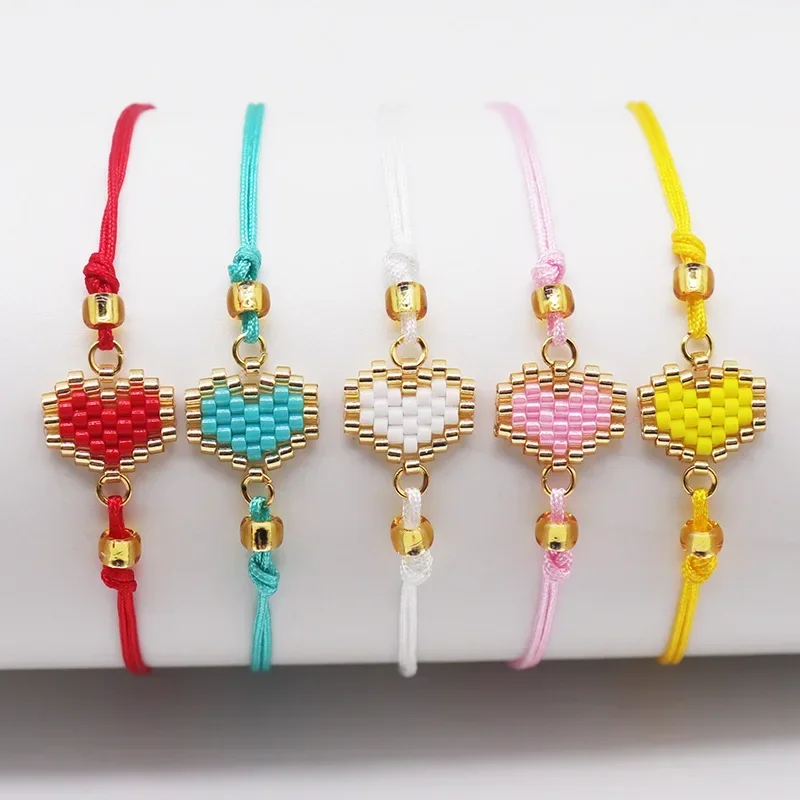 Beaded bracelet Female Heart-shaped Design Originality Hand knitting Bohemia Adjustable Tide Simple Rice bead bracelet