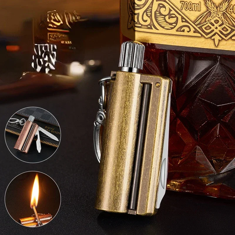 Multifunction 10000 Match Wholesale LighterCreative Key Pendant Outdoor Portable Kerosene Flint Cigarette Accessories Men\'s Gift