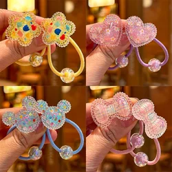2PCS New Lovely Heart Type Flower Girls Elastic Hair Bands Hair Accessories Children Hair Ties Baby Headwear
