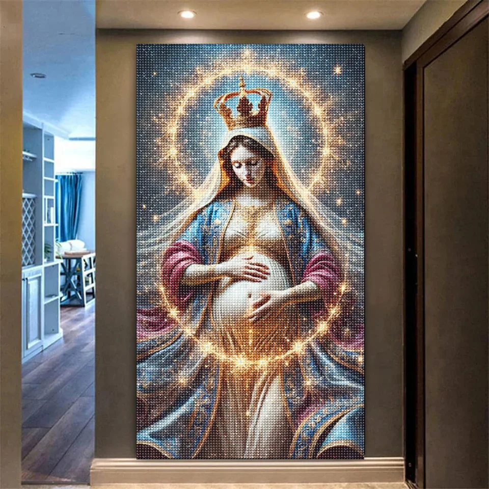 الأم المقدسة لتقوم بها بنفسك الماس الفسيفساء الفن كامل مربع مستدير الماس اللوحة كبيرة الحجم جديد 2025 ماريا صورة هدية تزيين المنزل #3