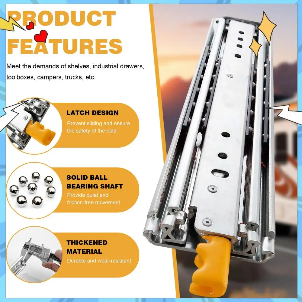 

Пара 44-дюймовых направляющих для выдвижных ящиков с замком, полного выдвижения, на шарикоподшипниках, бокового крепления, для кухонных шкафов, гаражей, мастерских