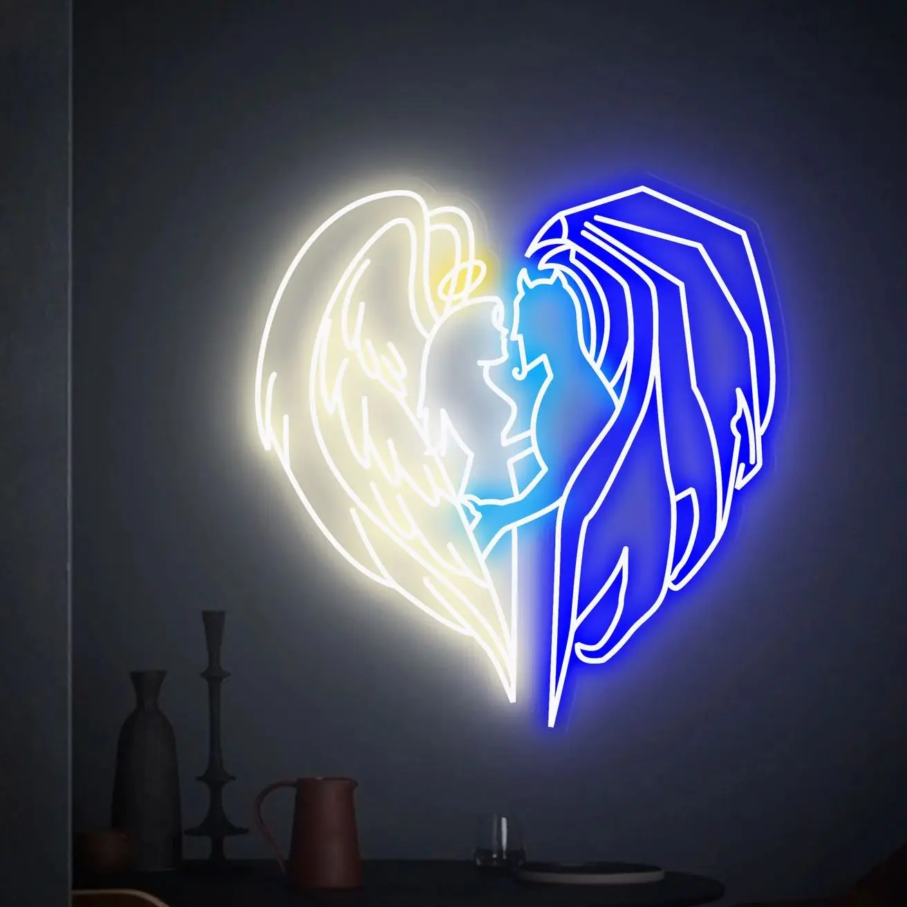 Custom Angel Wings Neon Sign, Custom Neon Bar Sign, Neon Art Led Light Sign For Home Bar Pub Wall Home Decor Party Decor, Gifts